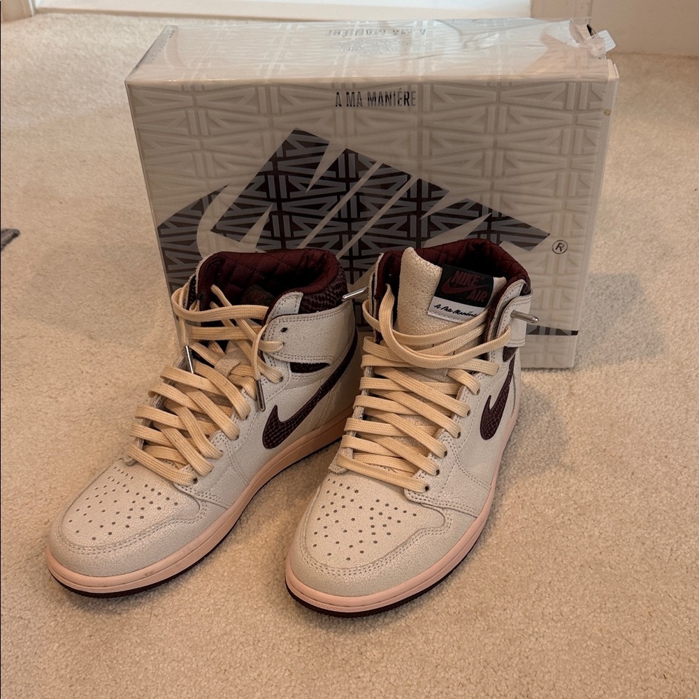Nike Limited Edition A Ma Maniére High-Tops - Cream, Burgundy and Light Pink